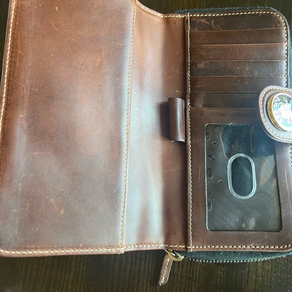 Dooney & Bourke Black and Brown Leather Long Zipper Wallet - Picture 3 of 7